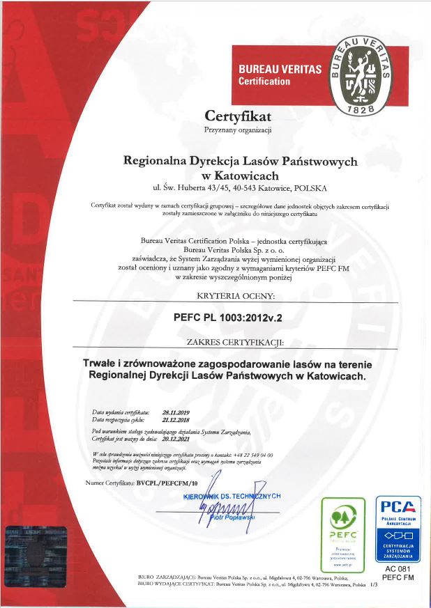 Certyfikat PEFC strona 1