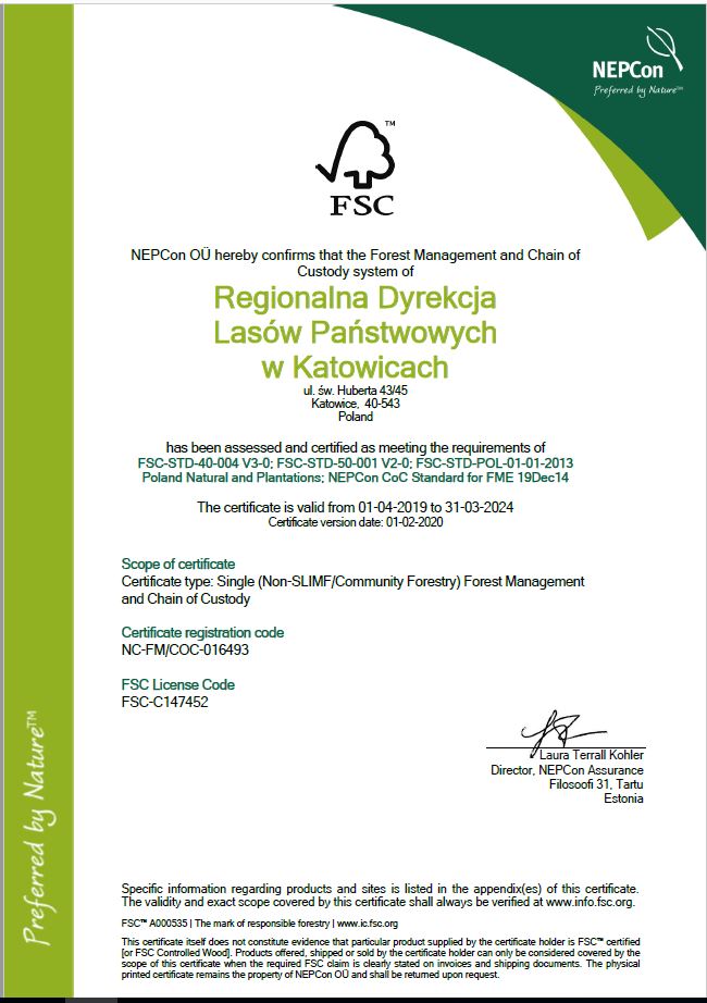 Certyfikat FSC strona 1