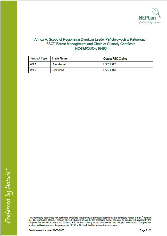 Certyfikat FSC strona 2