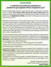 Ogłoszenie Dyrektora Regionalnej Dyrekcji Lasów Państwowych w Katowicach